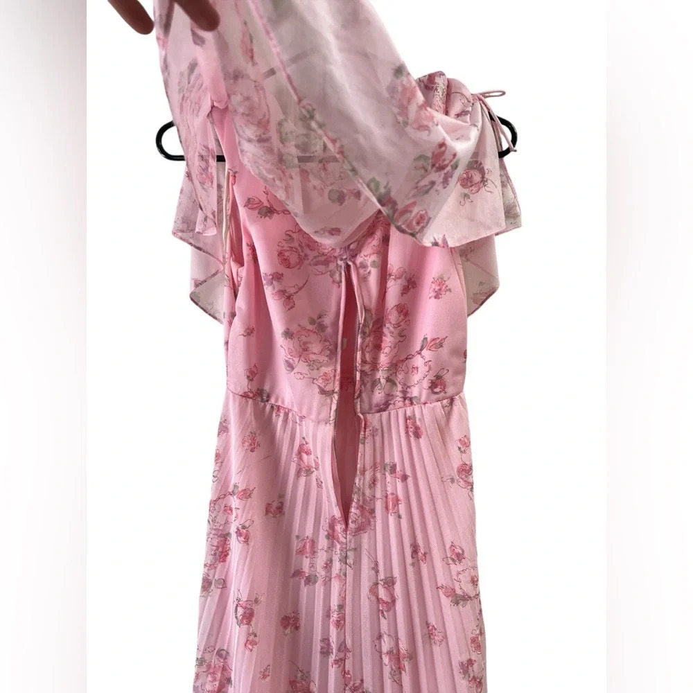 Pink floral formal long dress - Picture 4 of 5